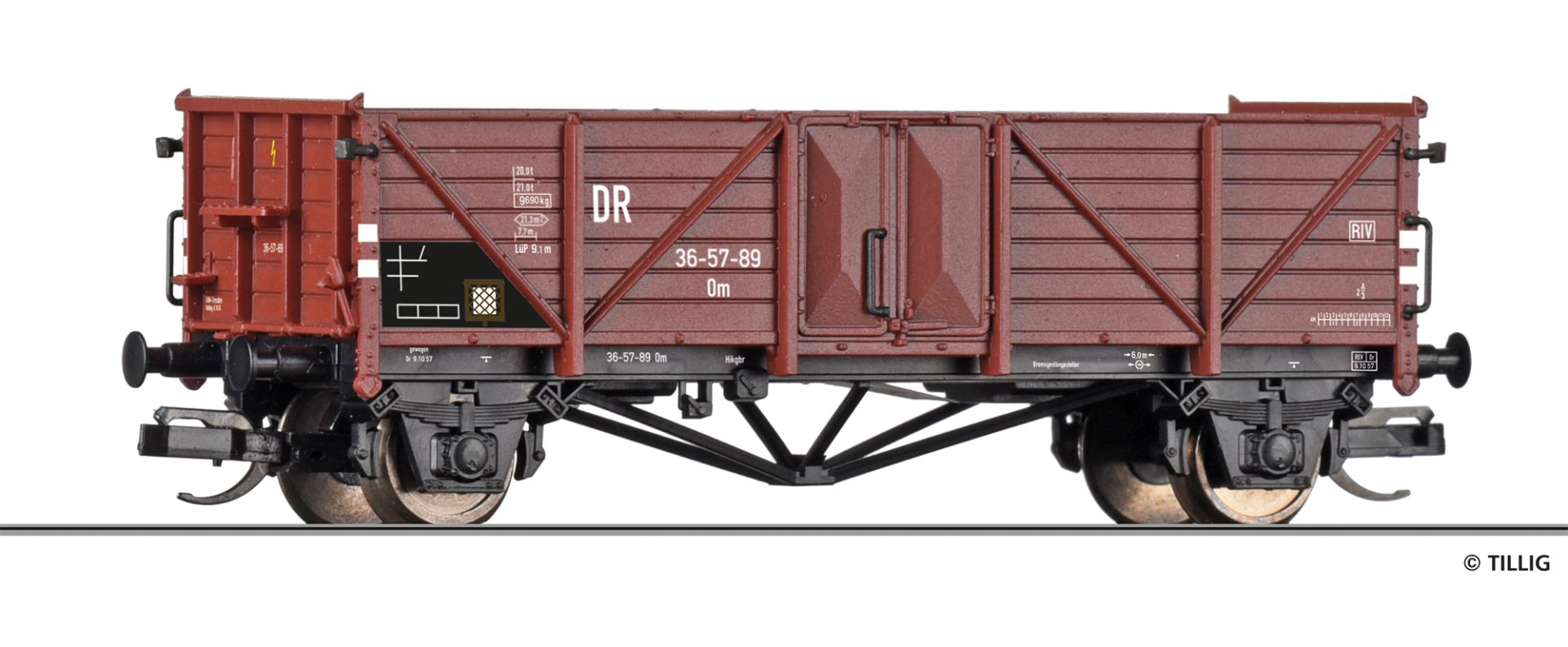 95581 Tillig TT Offener Güterwagen Om DR Ep.III